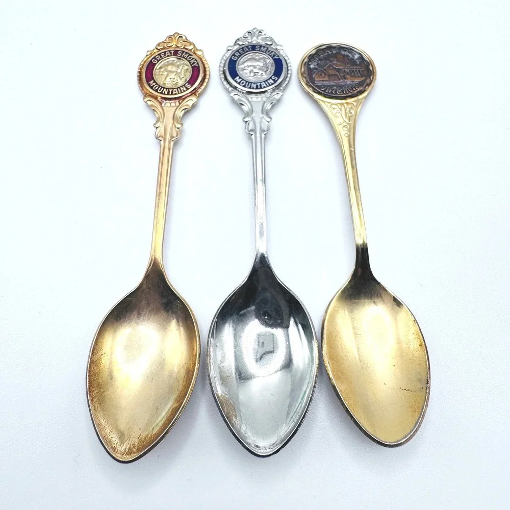 Vintage Great Smoky Mountains Mabry Mill‎ Virginia Souvenir Collector Spoons 3pc